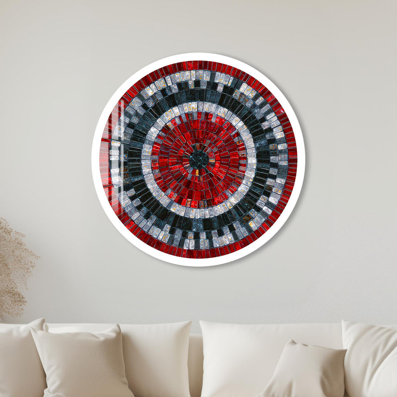 Crimson Mosaic Rings with white frame