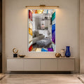 Prismatic Glass Mosaic with white frame