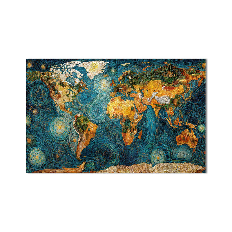 Starry World Map product shot on white background