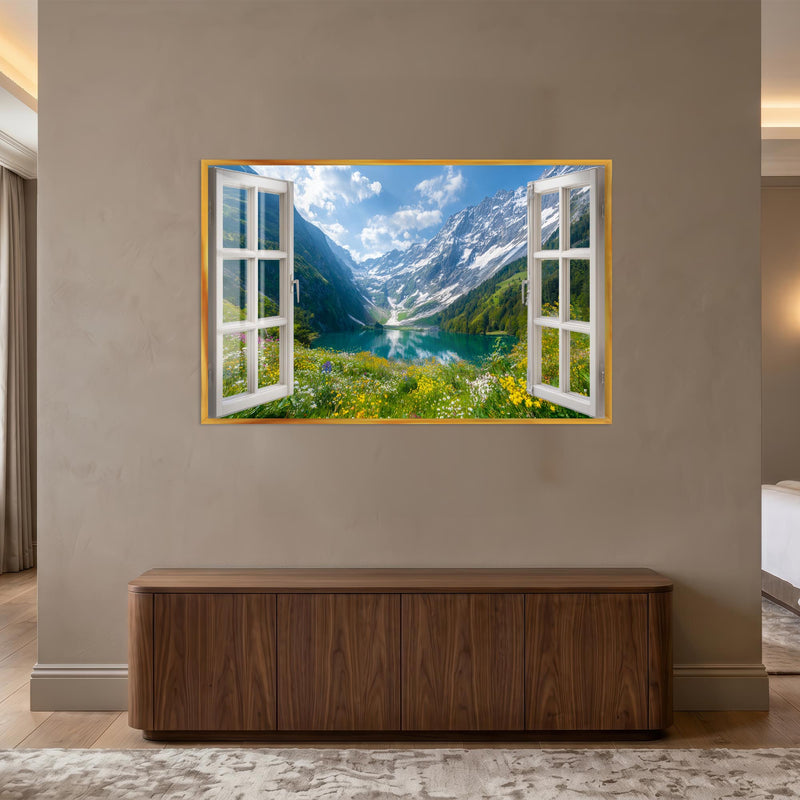 Alpine Window Vista with gold frame