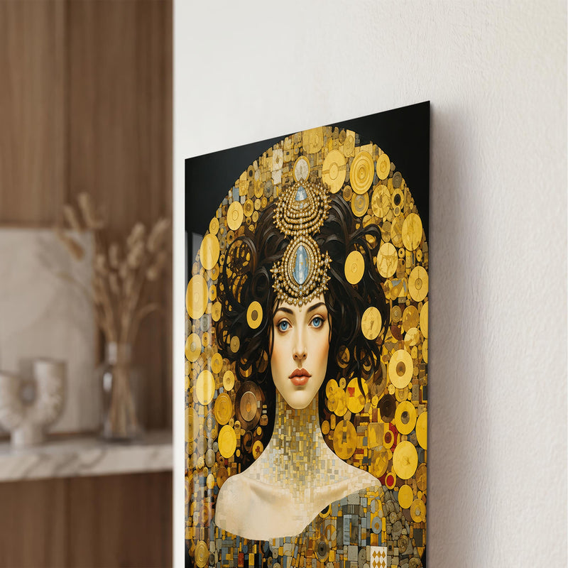 Artronauts Glass Print Golden Mosaic Muse Glass Wall Art