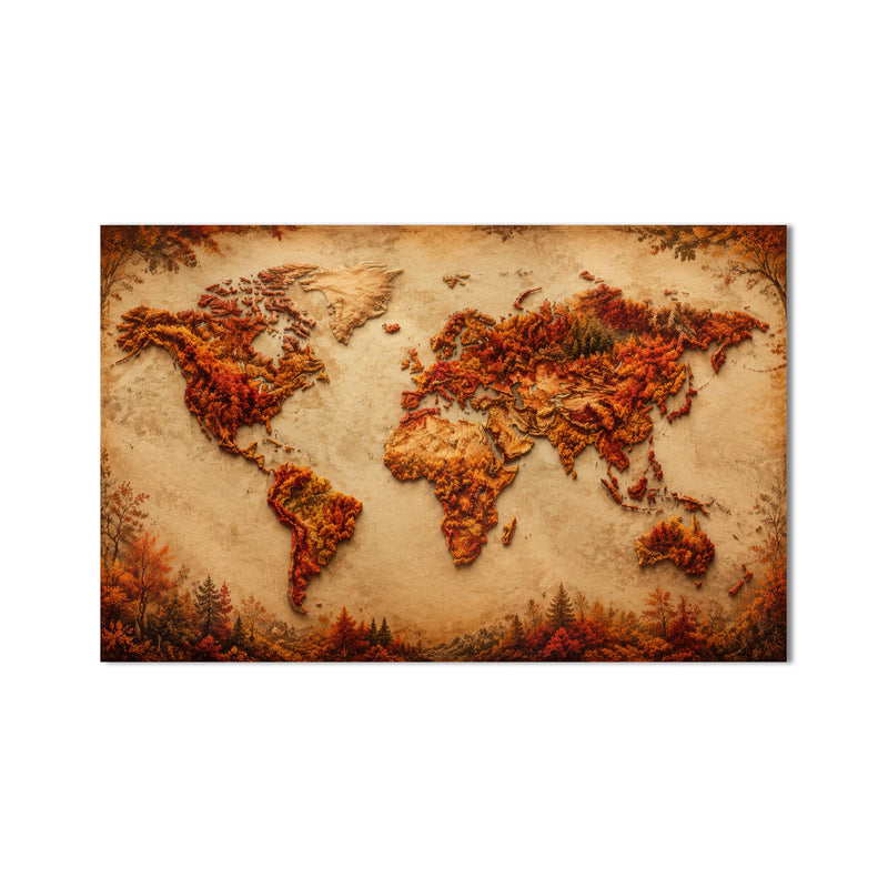 Autumn World Map product shot on white background