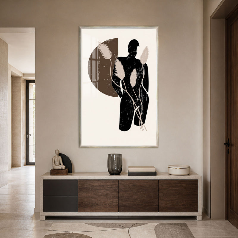 Figure Among Reeds with silver frame