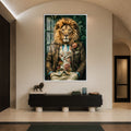 Artronauts Glass Print 12x18 cm | 4.7"x7.1" / White Floral Gentleman Lion Glass Wall Art