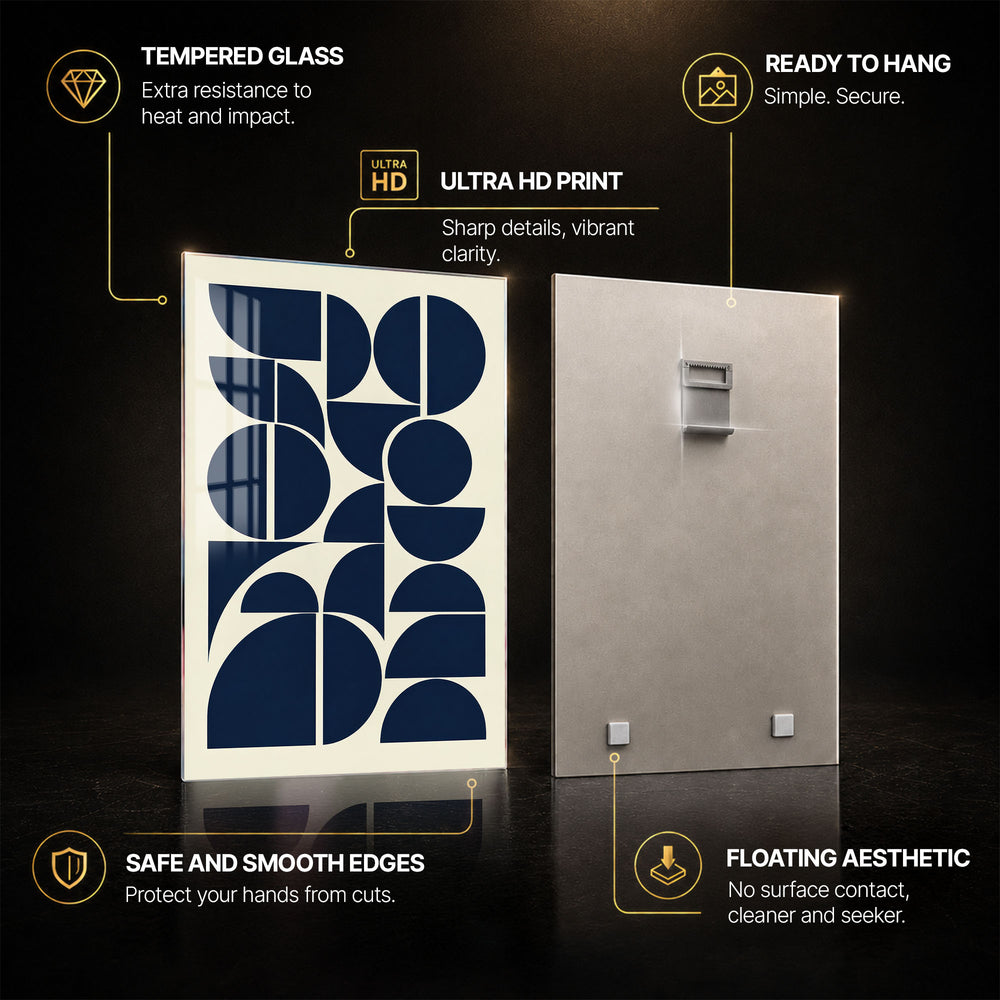 Retro Shapes — tempered glass, ultra HD print, ready to hang