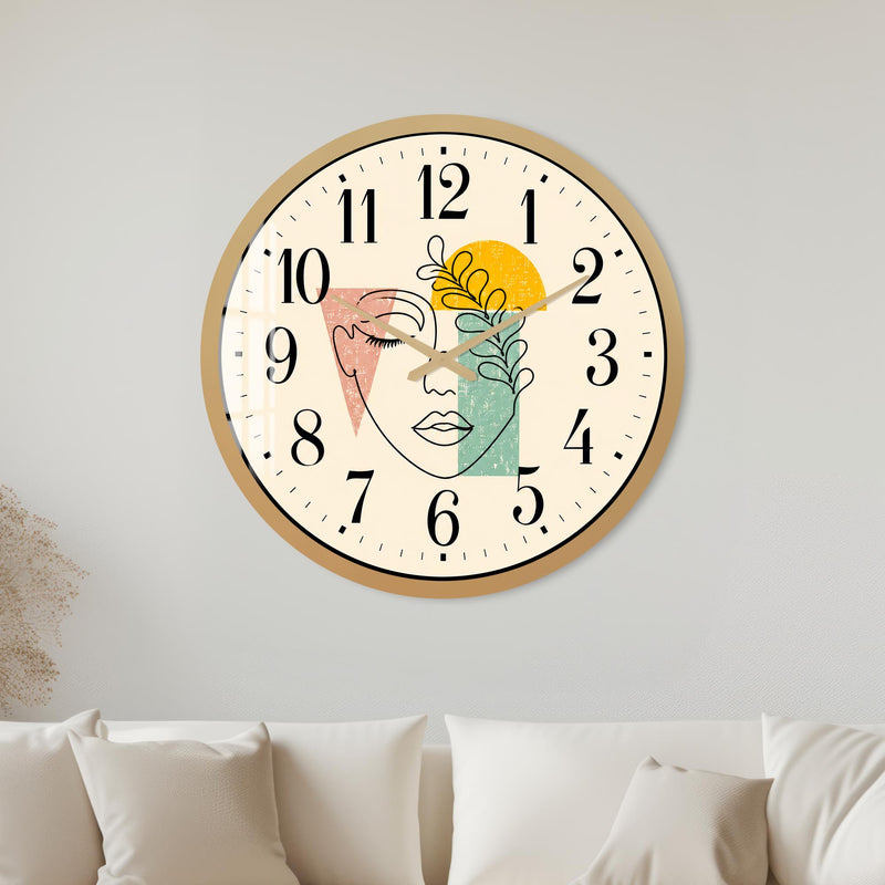 Abstract Botanical Face with gold frame