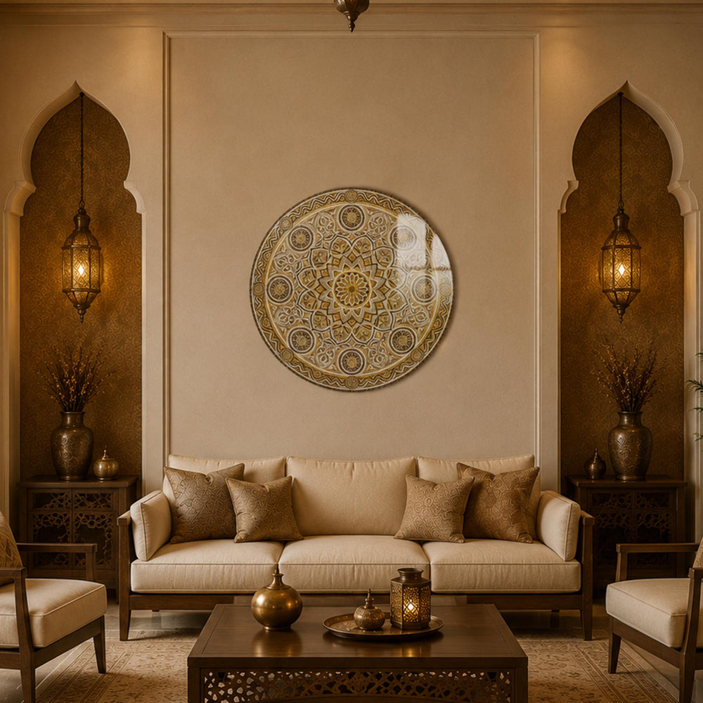 Golden Ivory Mandala in a modern room