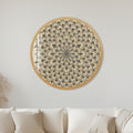 Art Deco Lotus Fan Mandala with gold frame