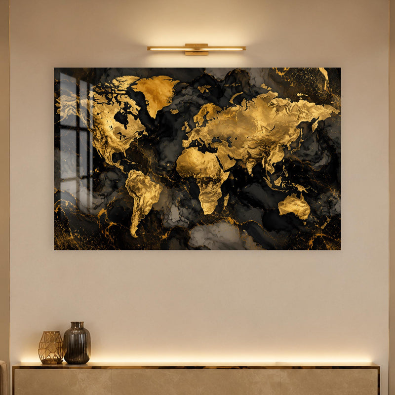 Golden Marble World Map lifestyle view
