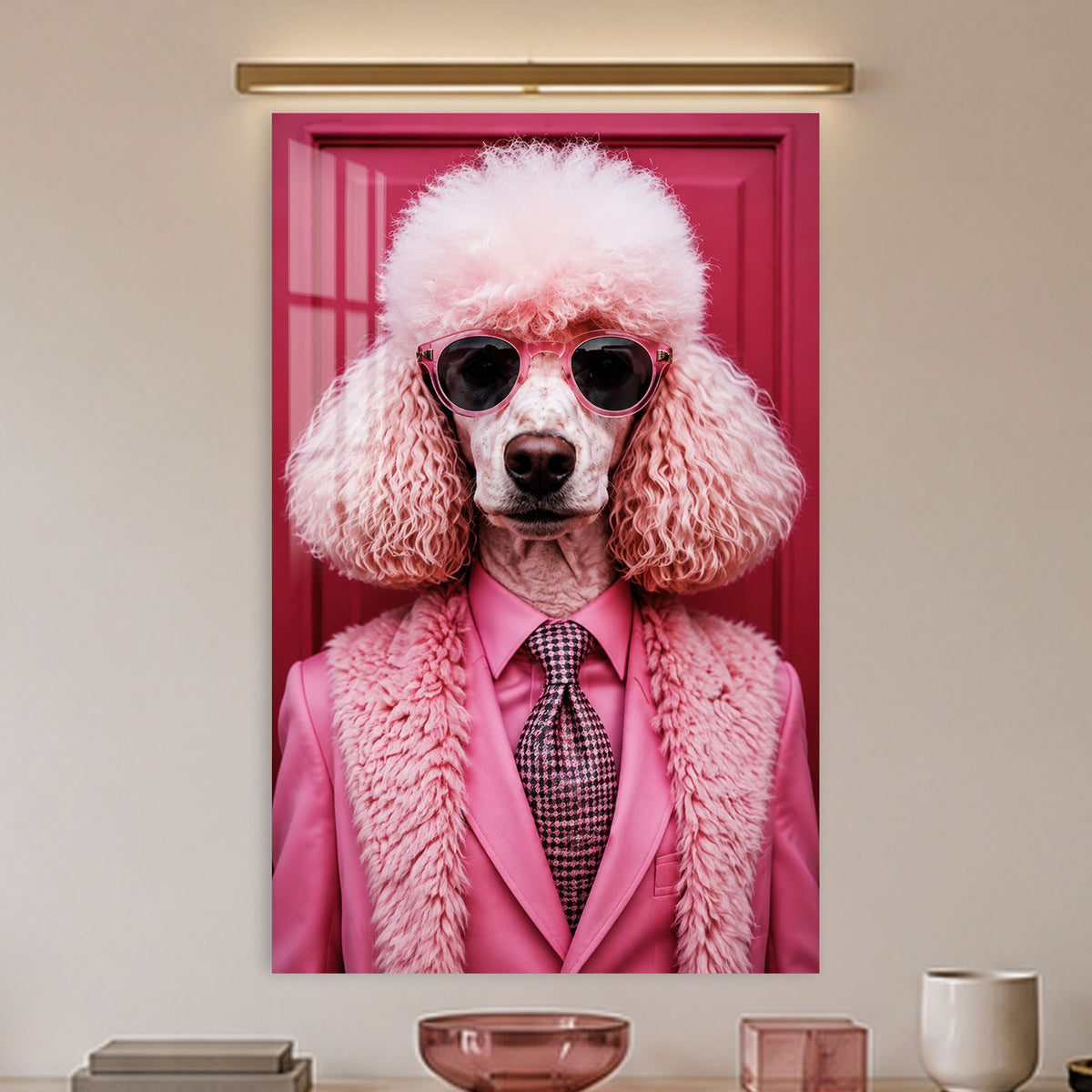 Pink Poodle Executive in a modern room
