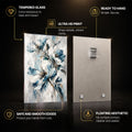 Blue Blossom II — tempered glass, ultra HD print, ready to hang