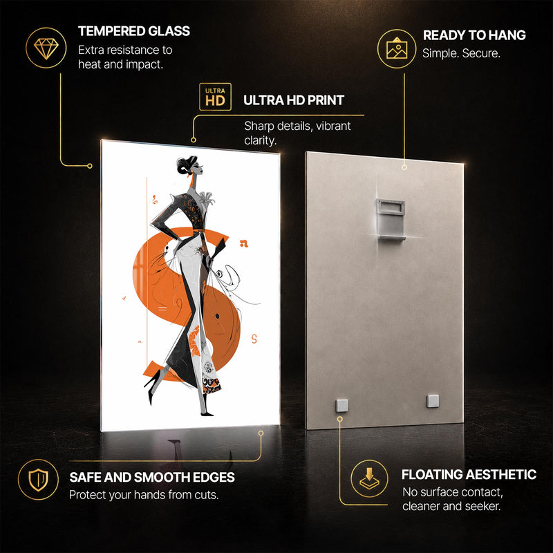 Abstract Fashion Muse — tempered glass, ultra HD print, ready to hang