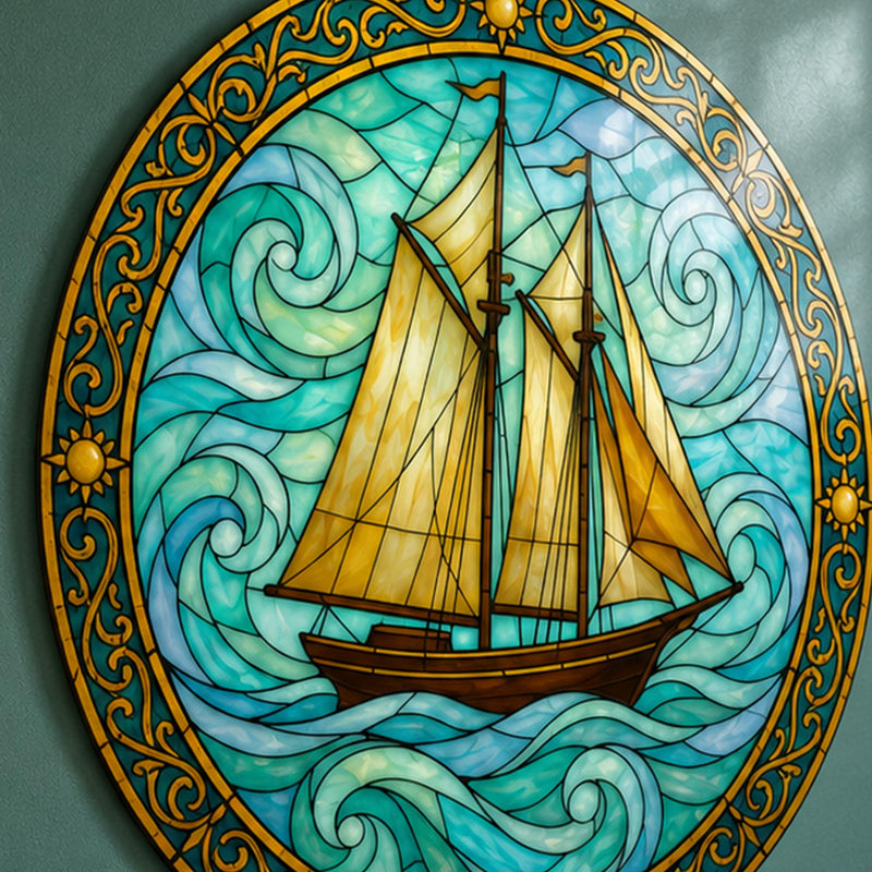 Golden Schooner On Emerald Waves lifestyle view