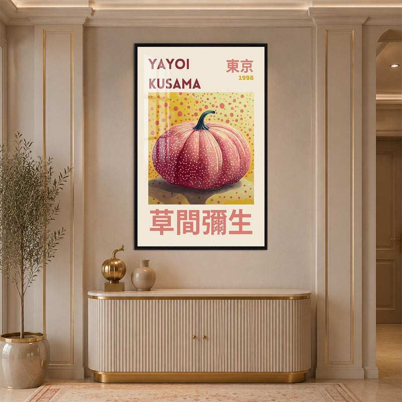 Yayoi Pumpkin Poster with black frame
