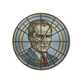 Stained Glass Portrait Medallion product shot on white background