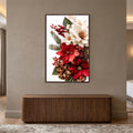 Festive Poinsettia Bouquet with walnut frame