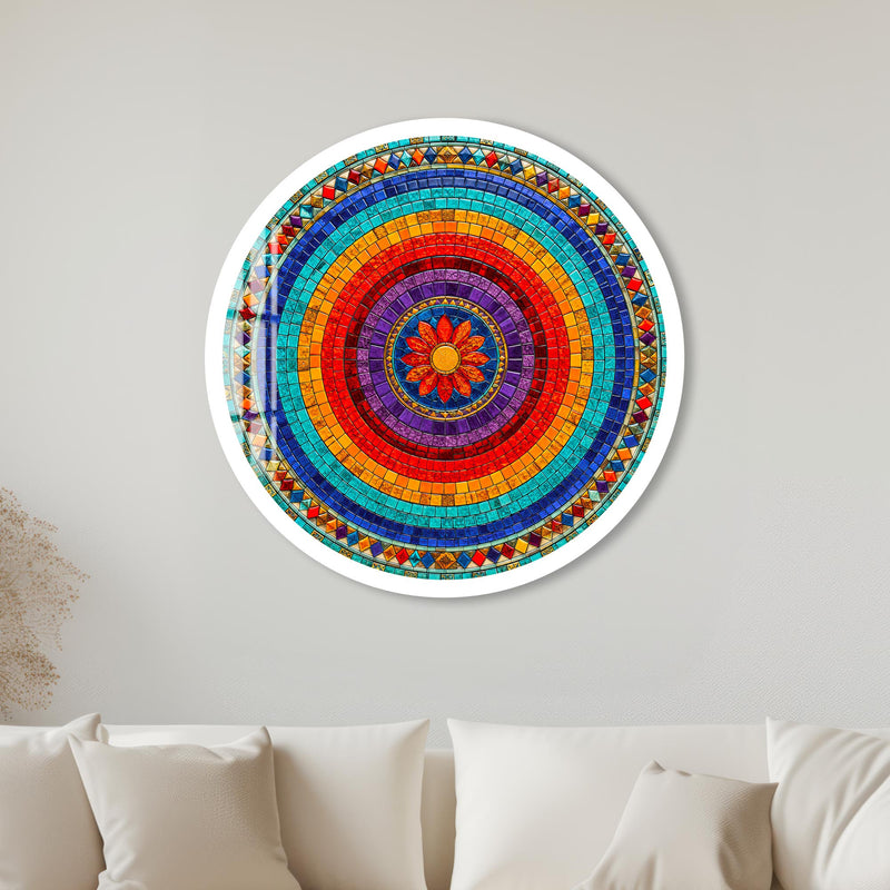 Rainbow Mosaic Bloom with white frame