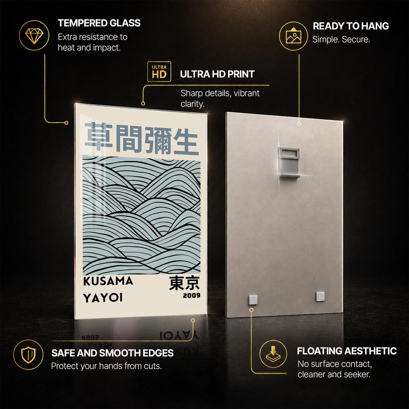 Tokyo Tidal Lines — tempered glass, ultra HD print, ready to hang