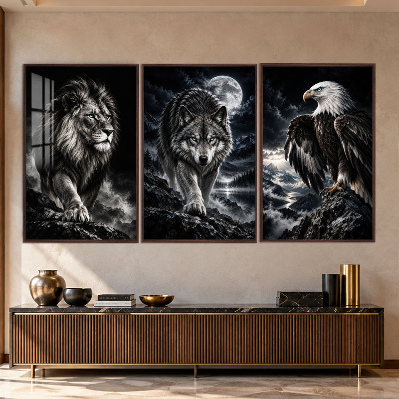 Wild Guardians with walnut frame
