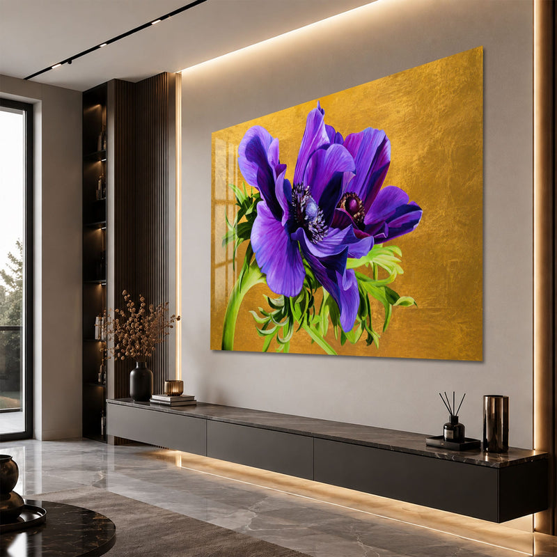 Artronauts Glass Print Purple Anemone Blooms Glass Wall Art