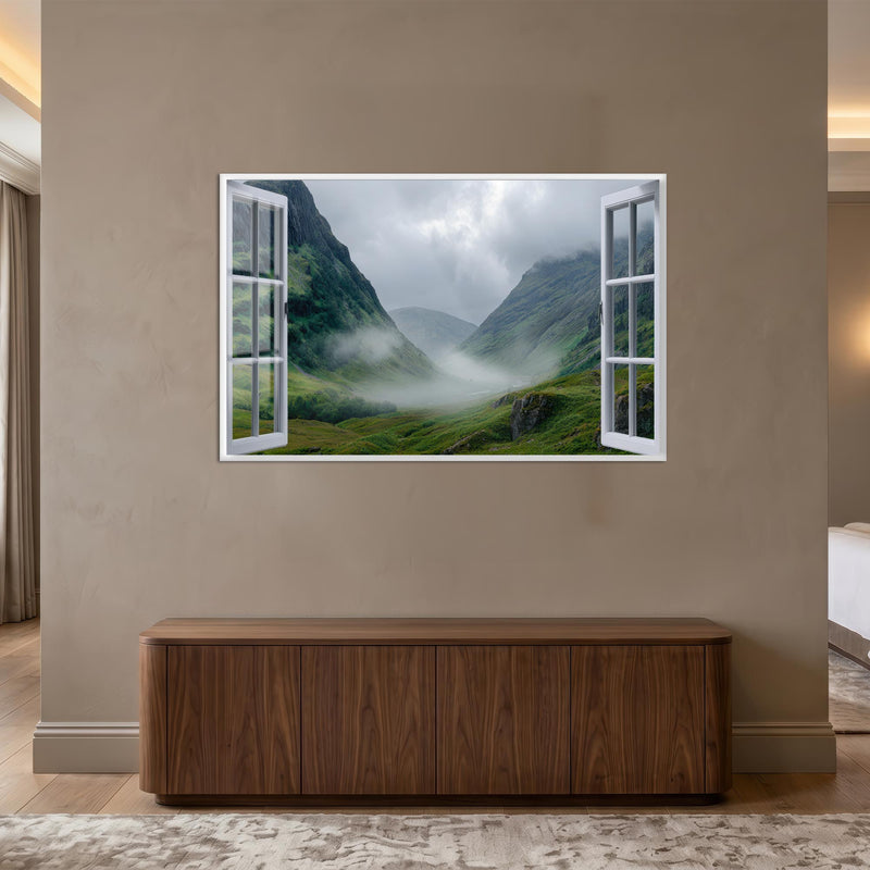 Misty Highland Window with white frame