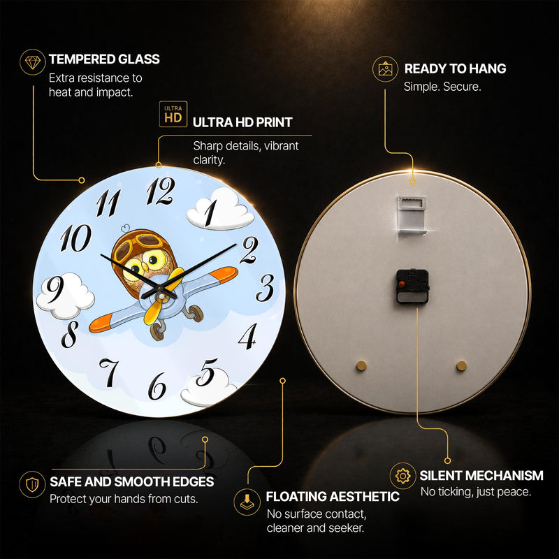 Owl Aviator — tempered glass, ultra HD print, ready to hang