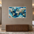 Azure Marble World Map with white frame