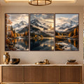 Autumn Alpine Lake with walnut frame