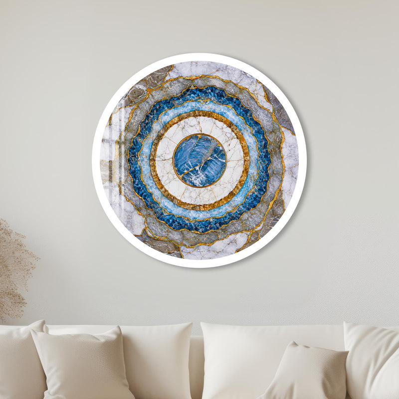 Sapphire Agate Rings with white frame