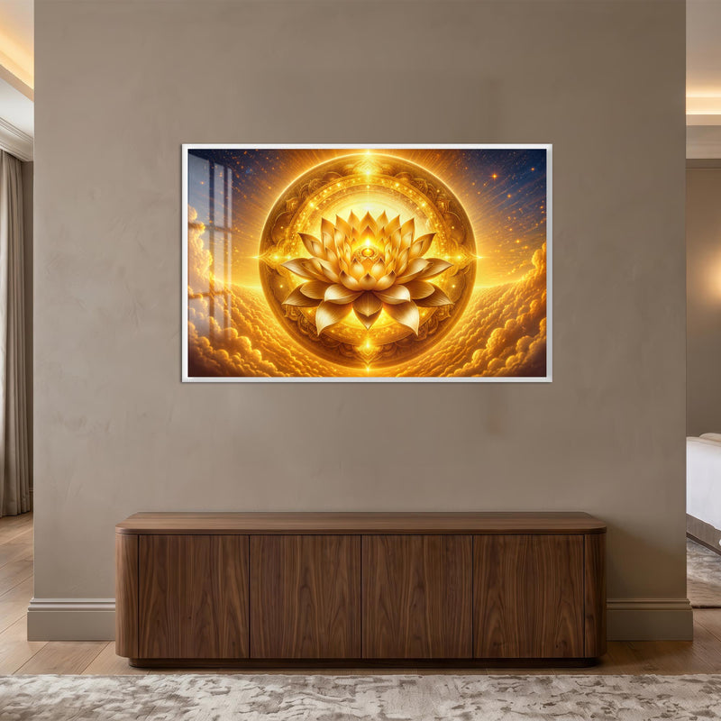 Celestial Golden Lotus with white frame