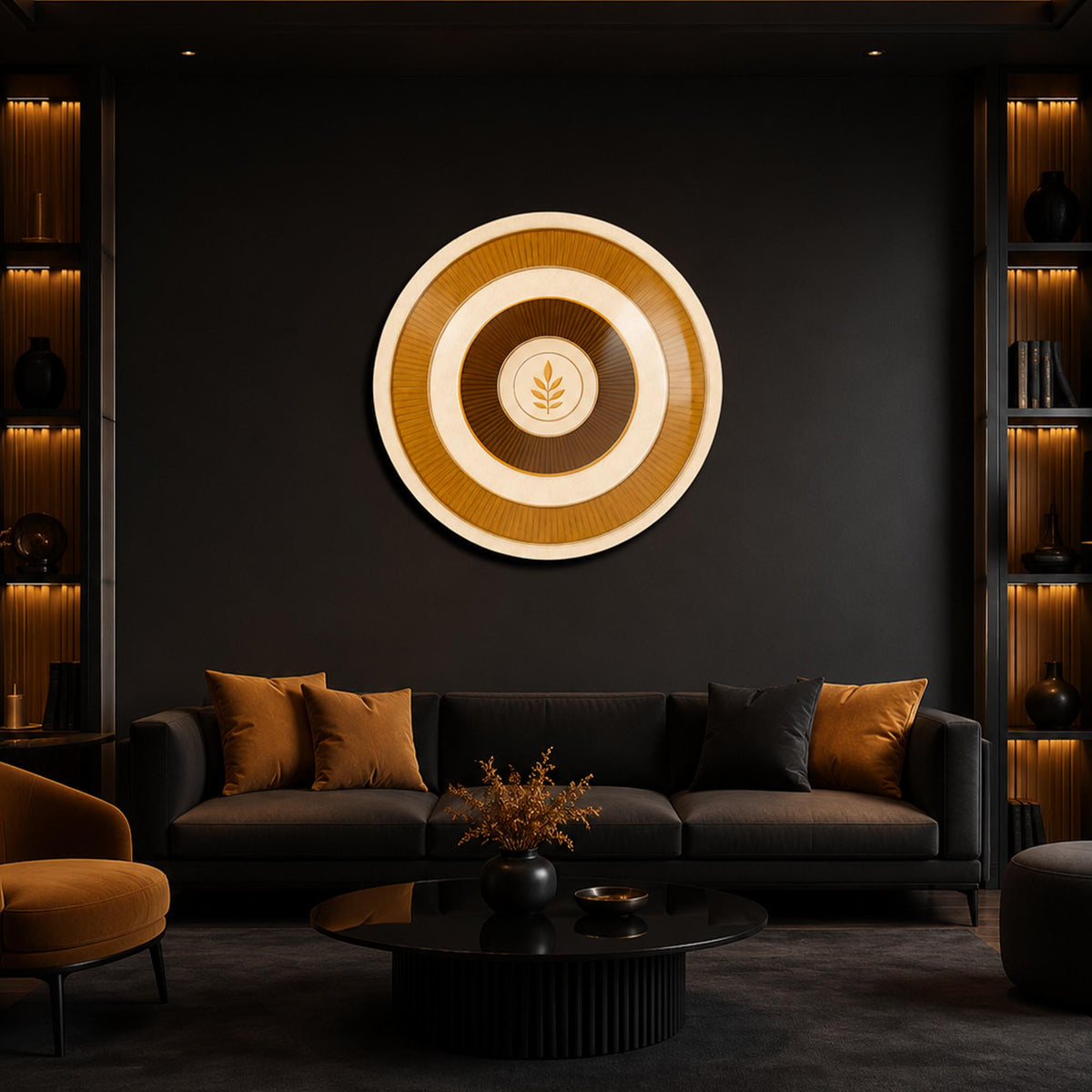 Golden Leaf Harmony — tempered glass, ultra HD print, ready to hang