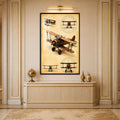 Vintage Biplane Studies with black frame