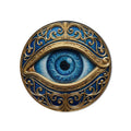 Ornate Gold Evil Eye product shot on white background