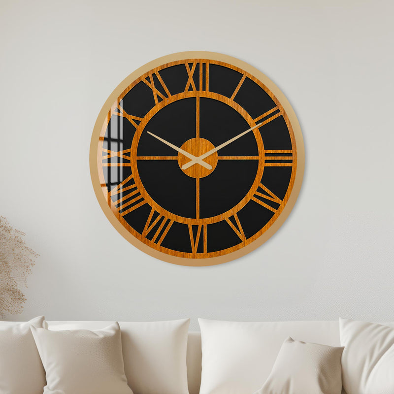 Wood Effect Roman Numerals with gold frame