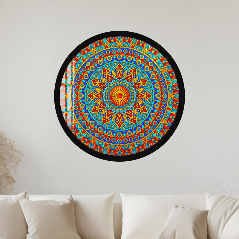 Festival Mandala with gold frame