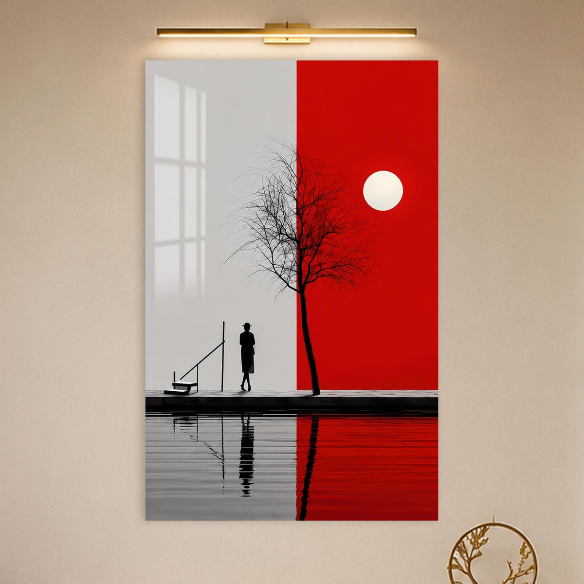 Artronauts Glass Print Divided Red Landscape Glass Wall Art