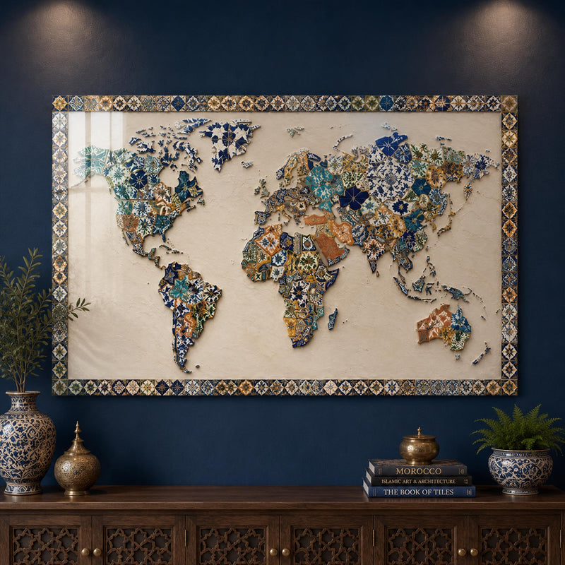 Mosaic World Map lifestyle view