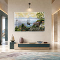 Coastal Sailboat Cove with white frame