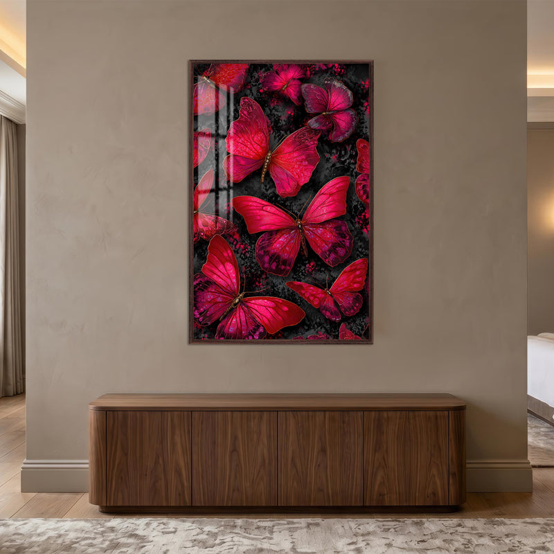 Crimson Butterfly Garden with walnut frame