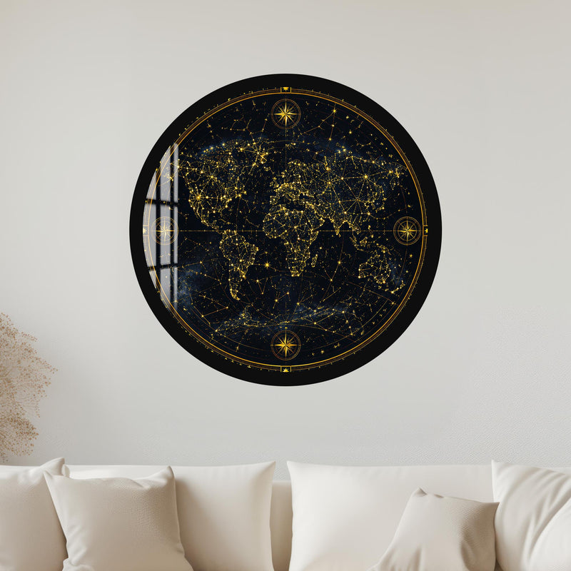 Celestial World Map with black frame