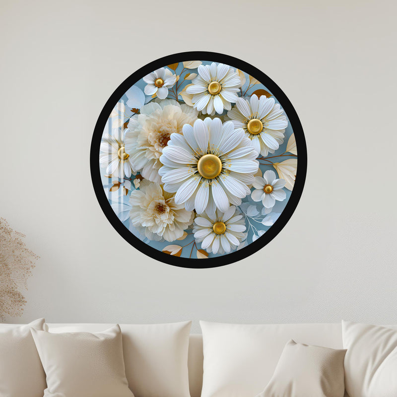 Golden Daisy Garden with black frame
