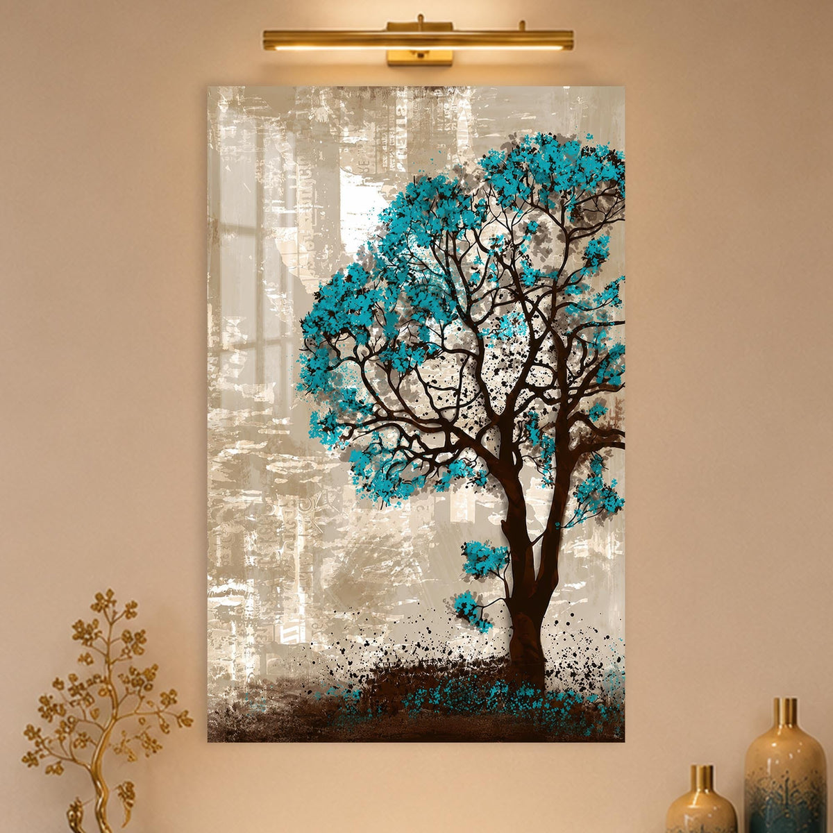 Artronauts Glass Print Blue Blossom Tree Glass Wall Art