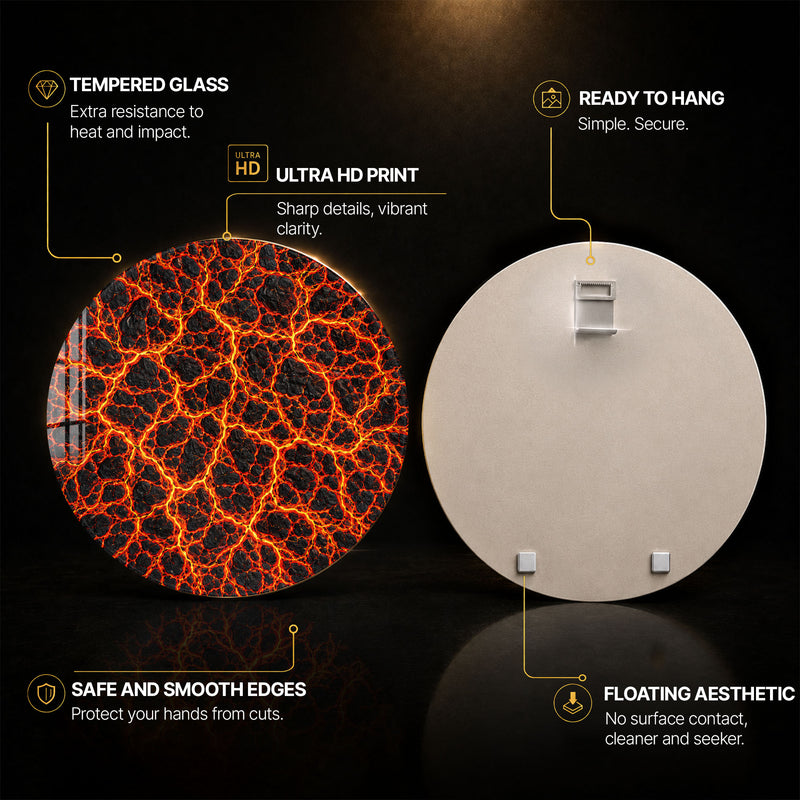 Molten Lava Veins — tempered glass, ultra HD print, ready to hang