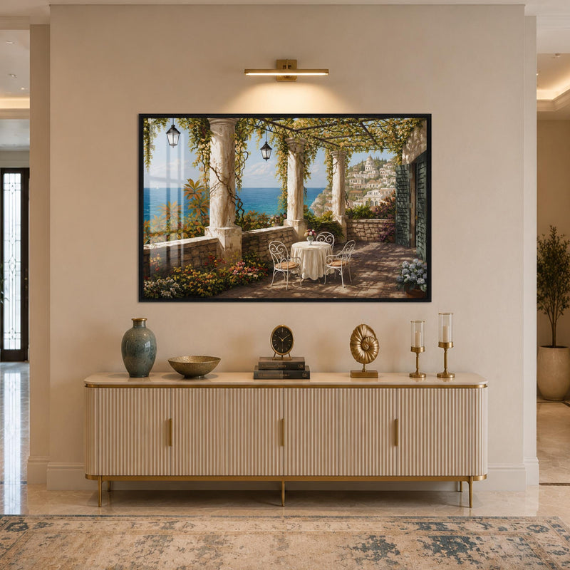 Amalfi Terrace View with black frame