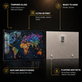 Butterfly World Map — tempered glass, ultra HD print, ready to hang