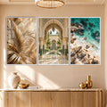 Golden Coastal Escape with white frame