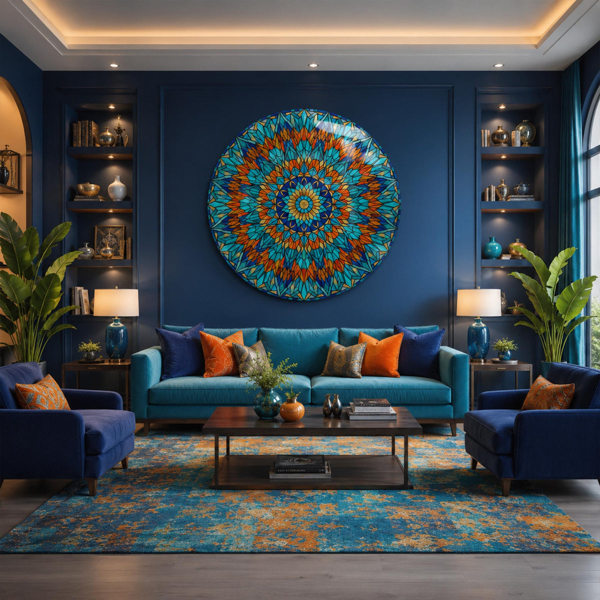 Turquoise Kaleidoscope in a modern room
