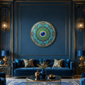 Turquoise Evil Eye Mandala in a modern room
