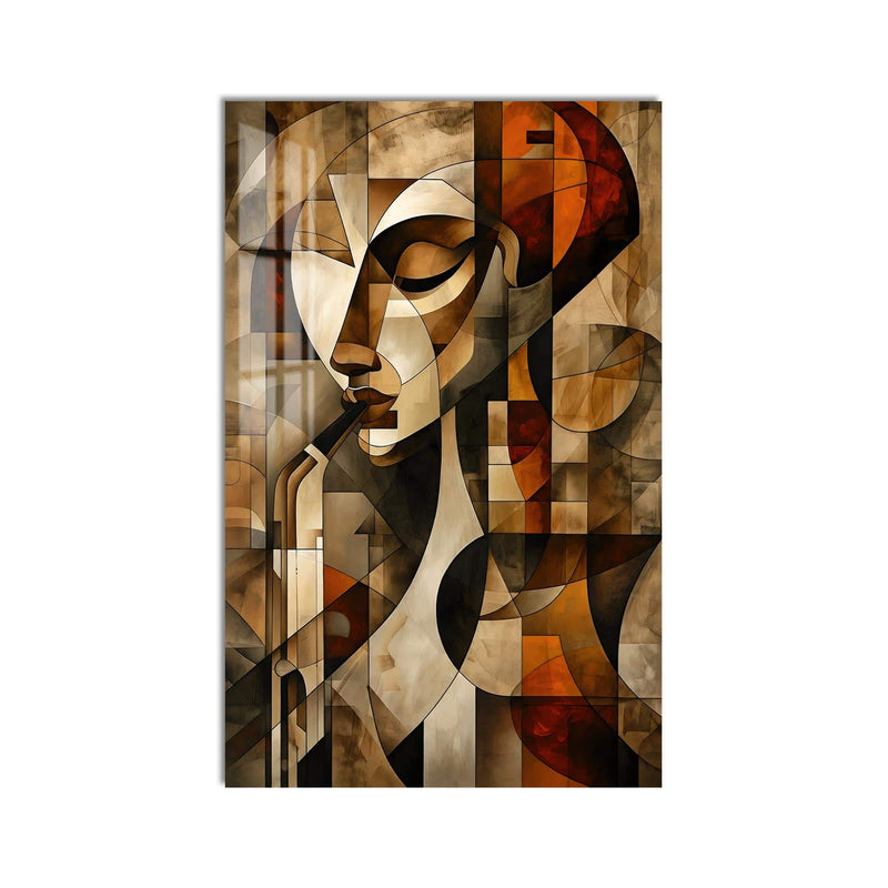 Artronauts Glass Print Geometric Saxophone Player Glass Wall Art