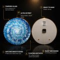 Blue Radiant Burst — tempered glass, ultra HD print, ready to hang